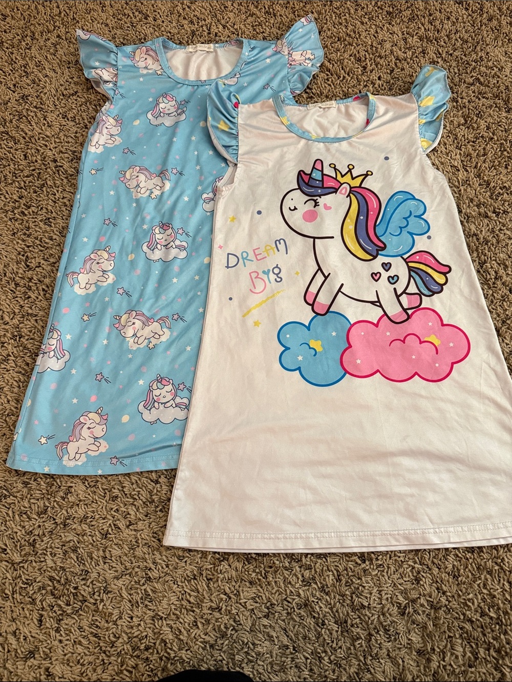 Unicorn Dream Girls Nightgown Set - Blue & White
